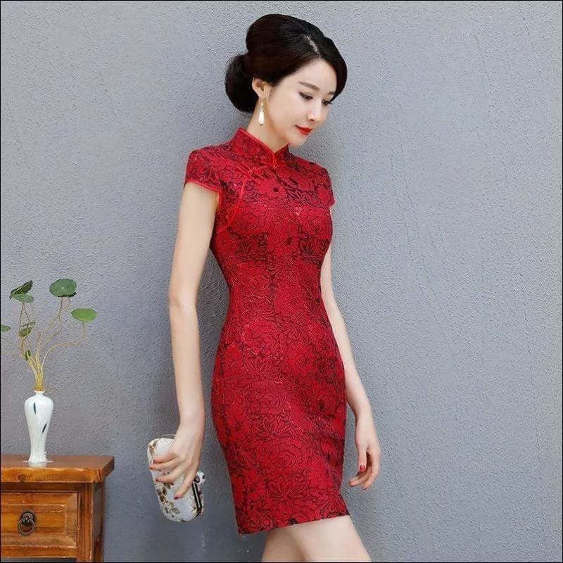 Winnal Retro Lace Mandarin Collar Cheongsam Elegant Slim Chinese Style Long Qipao Dress Oversize 3XL