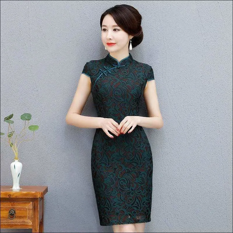 Winnal Retro Lace Mandarin Collar Cheongsam Elegant Slim Chinese Style Long Qipao Dress Oversize 3XL