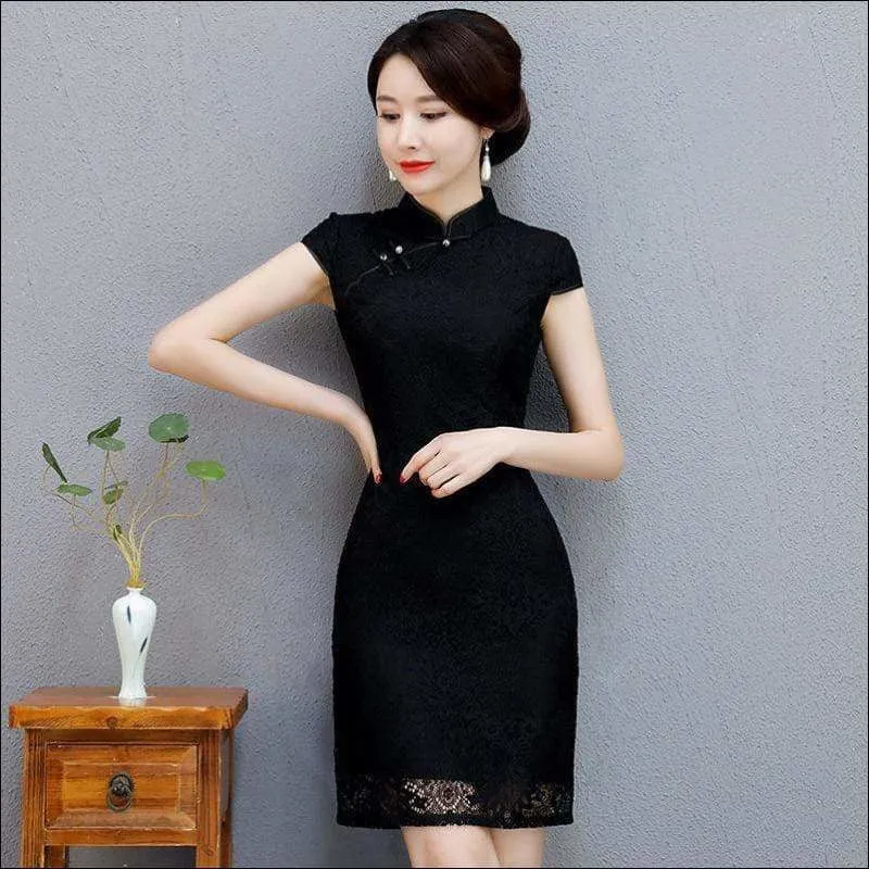 Winnal Retro Lace Mandarin Collar Cheongsam Elegant Slim Chinese Style Long Qipao Dress Oversize 3XL