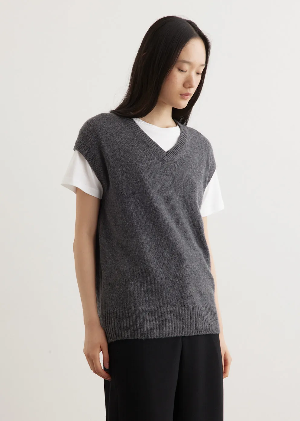 Wool Cashmere Silk Knit Vest