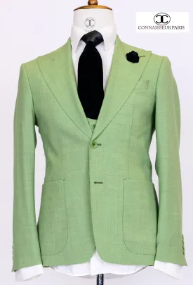 Zignone - Pastel green 3-piece slim fit suit with wide lapel and patch pockets and U shape vest